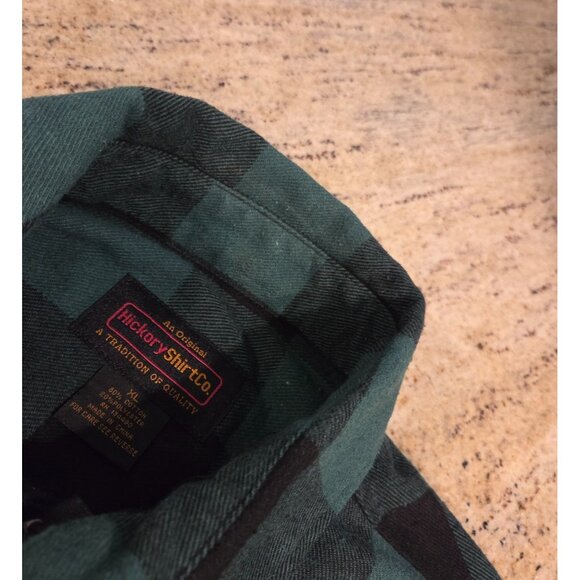 Hickory Shirt Co Pullover Mens XL Green Buffalo Plaid 1/2 Zip Flannel Outdoors - Picture 8 of 13